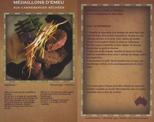 Médaillon d’émeu aux canneberges séchées