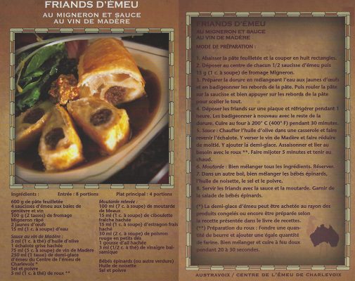 Friands d’émeu au migneron et sauce au vin de Madère