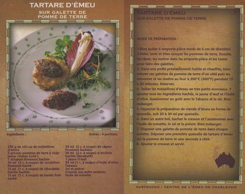 Tartare d’émeu sur galette de pomme de terre